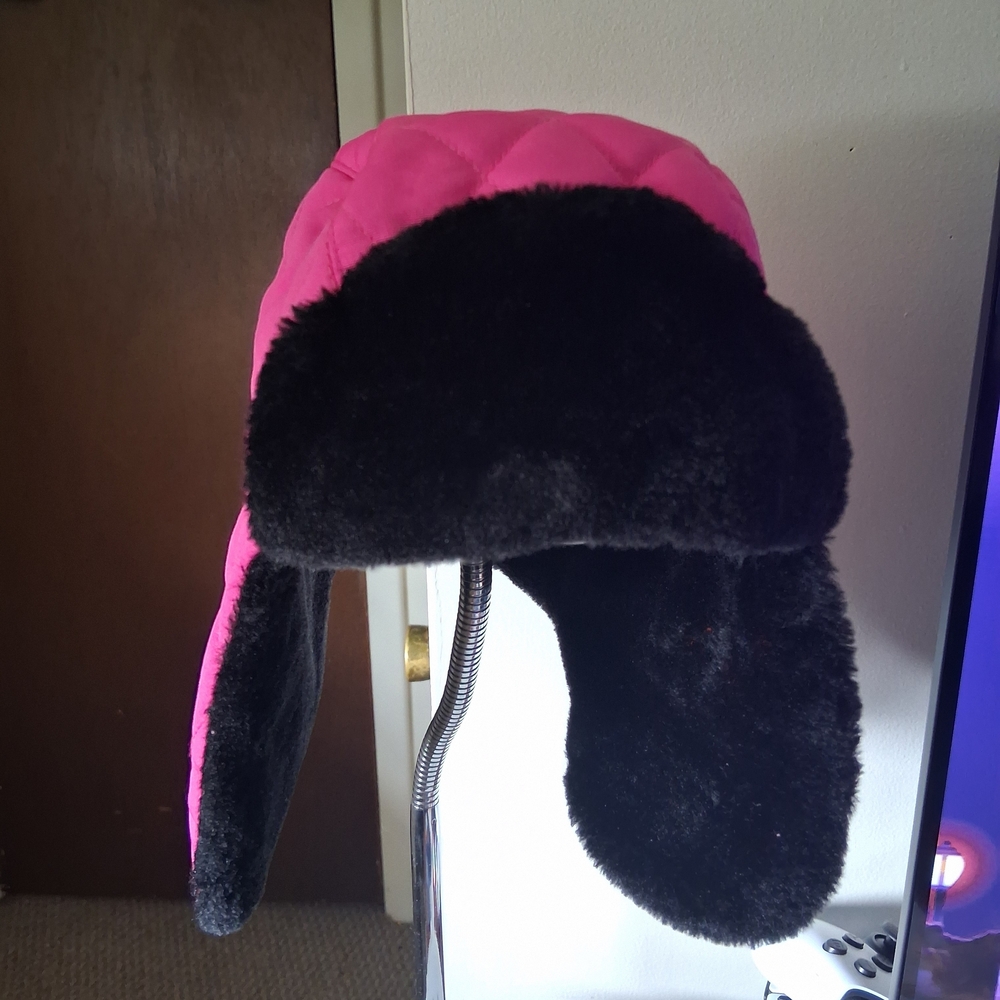 Swiss Tech Pink and Black Kids Trapper Hat